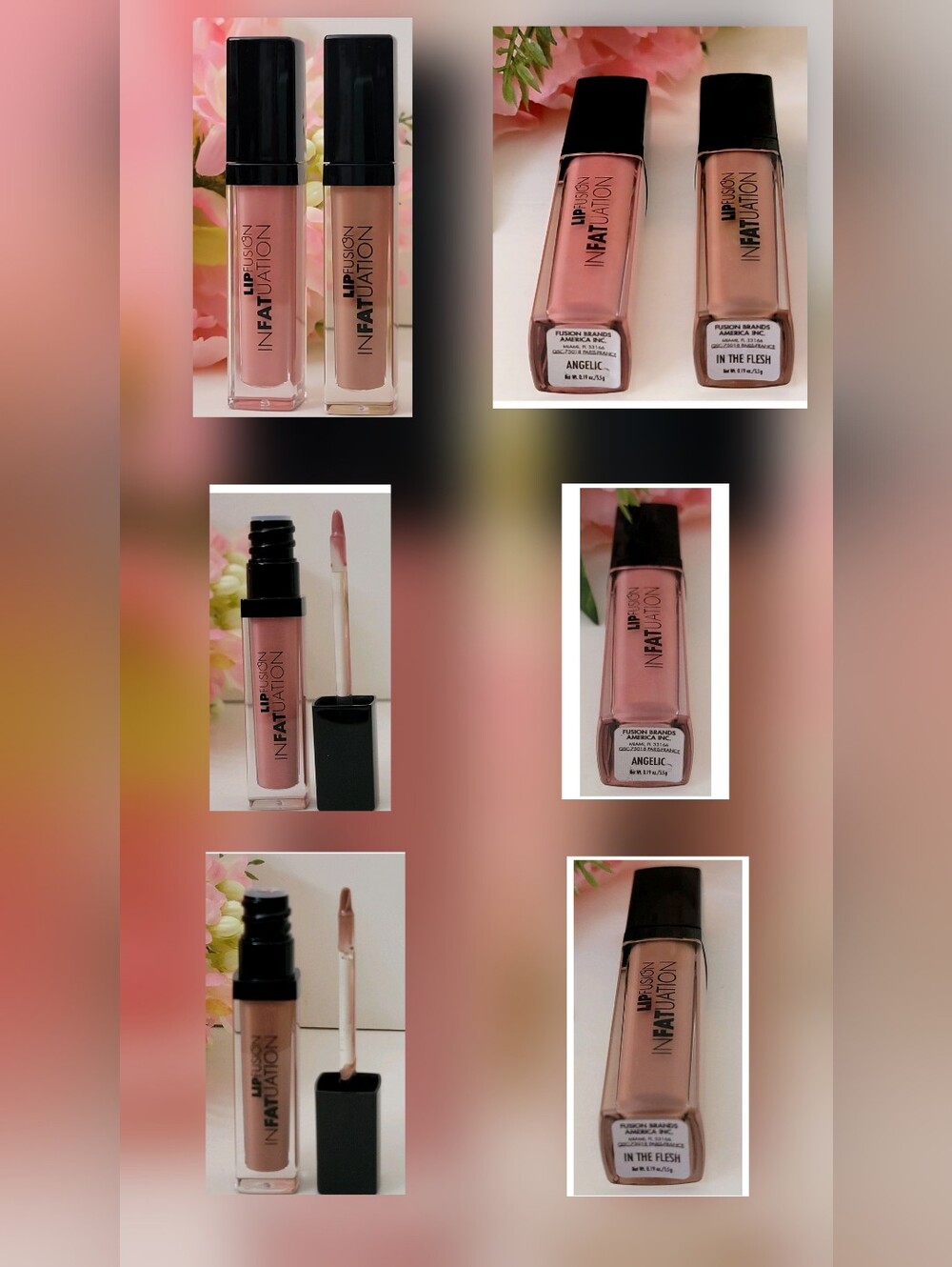 FUSION BEAUTY LIP FUSION INFATUATION LIQUID SHINE Angelic And In the Flesh